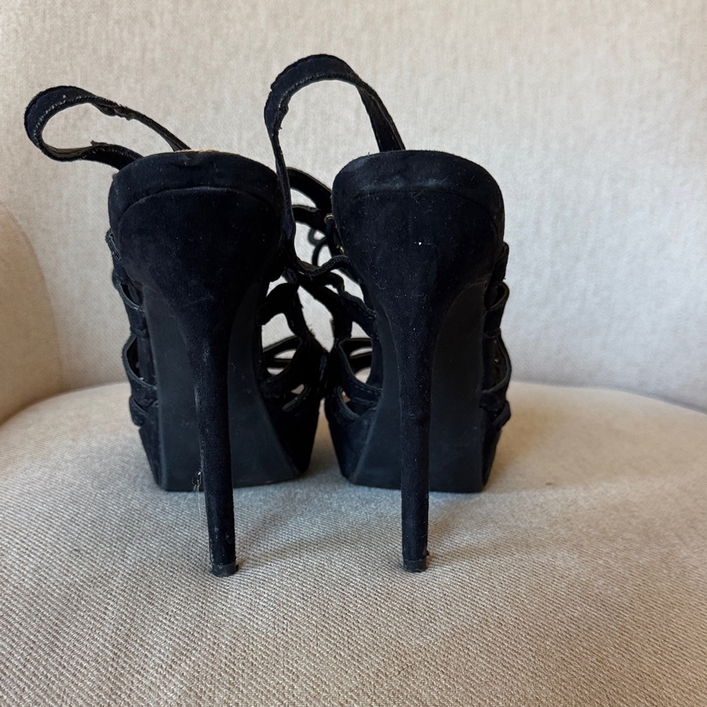 Vince Camuto Black Cutout Lace-Up Heels - Picture 3 of 4